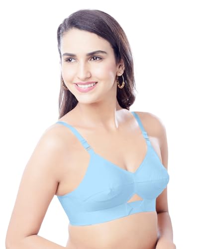Image of Brida Sajini Women's Cotton Round Stitch Bra | Full Coverage | Single Layered | Non-Padded | Wireless | Saree Bra for Heavy Bust | Daily Use | Combo