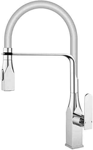 Robinet de cuisine extractible chrome mitigeur monotrou pivotant pour évier