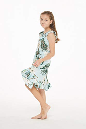 Image of Wispy Cereus Light Blue Family Matching Hawaiian Clothes | Family Matching Outfits • Soft Rayon Fabric • Tropical Floral Print • Vacation Ready • Luau Party Wear