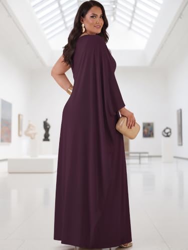 Image of KOH KOH Womens Long Cowl Neck Flowy Grecian Goddess Cape Sleeve Maxi Dress