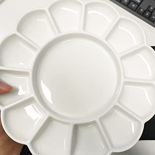 8 Inch Porcelain Watercolor Palette, Mixing Ceramic Watercolor Palette, Mixing Tray Paint Palett For Watercolor Gouache Acrylic Oil Painting 13-Well #TOP1