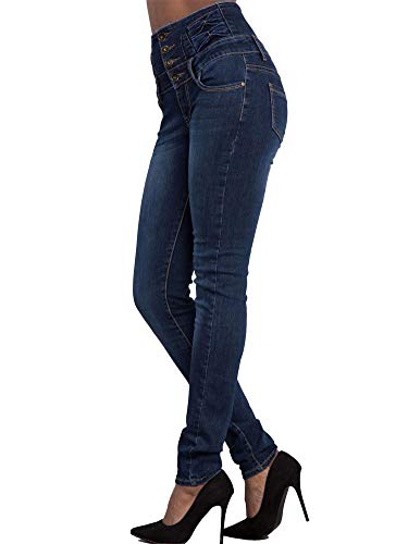 Andongnywell Ladies Elastic Waist Slim Soft Pencil Jeans Women's High Rise Pull-On Stretch Skinny Jeans2