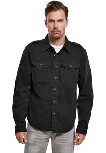 Brandit Vintage Shirt Long Sleeve, Uomo, Black, 6XL - 2