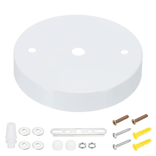 VIAPUICE Metal Round Solid Lamp Stand 3.9" x 0.8"- 1 Pcs Metal Circular Lamp Base Iron Round Light Base for Home Decor DIY Bedroom Living Room, Version A Base Plate, White