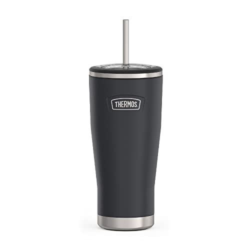 THERMOS ICON SERIES, Stainless Steel Cold Tumbler with Lid and Straw - 24 Ounce, Granite - Vacuum Insulated Tumbler