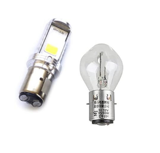 BikerWorks® S2 12V Super Bright 2 LED Headlight bulb PLUS S2 35w Standard Bulb for Chinese Scooter &amp; ATV 50cc 150cc 250cc for TAO Znen Jonway Tank Baron etc 2-pack