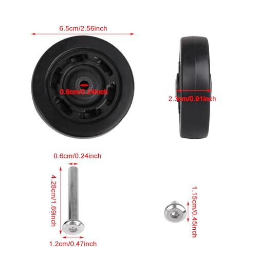 BQLZR Black 65mm Dia Luggage Suitcases Wheels Replacement Wheels Load Capacity 50kg4