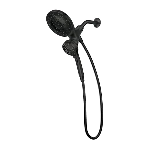 Moen Engage Matte Black 2.5 GPM Handheld Showerhead and Rain Shower 2-in-1 Combo Featuring Magnetic Docking System and Metal Hose, 26009BL
