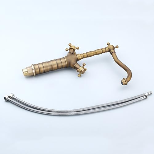 Robinet de lavabo rétro en laiton double croisillon pour eau chaude - 7