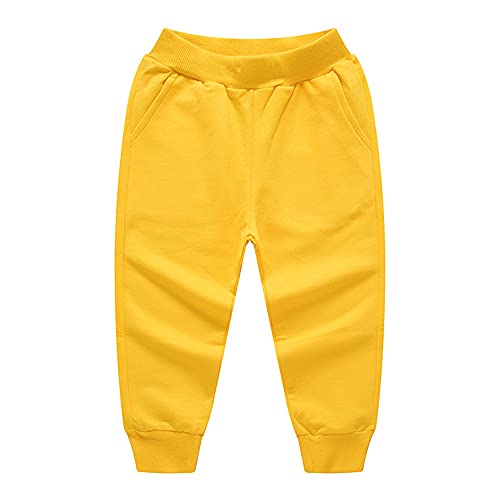 PTPUKE Boys' Athletic Pants Baby and Toddler Unisex Cotton Trousers Yellow