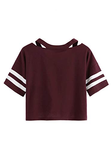 SweatyRocks Women's Short Sleeve Cut Out V Neck Twist Front Crop Top T-Shirt2