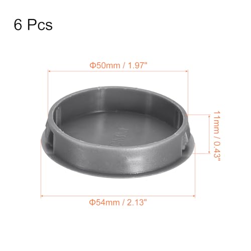 Image of uxcell 50mm /1.97 inch Plastic Hole Plugs, 6Pcs Flush Type Panel Round Snap in Fastener Knockout Locking Plugs for Furniture Insert End Caps Panels, Grey