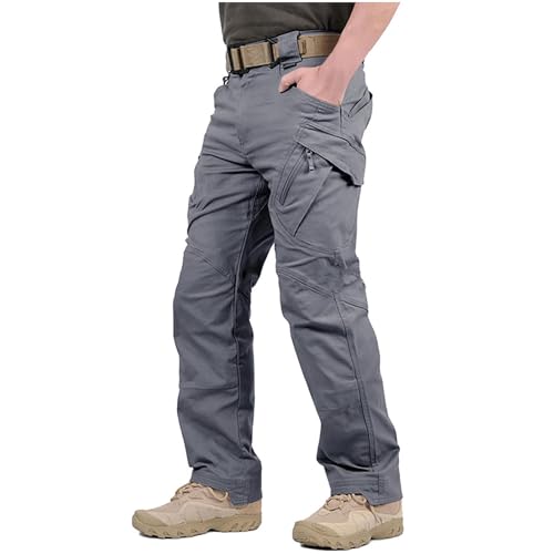 Pockets Button Pants for Men Elastic Waist Solid Color Long Trousers Breathable Comfort Classic Work Pants Basic