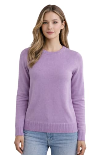 Image of JENNIE LIU Women's 100% Pure Cashmere Crew Neck Sweater, Tight Knit Cozy Soft Hand Washable Long Sleeve Pullover