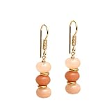 Gempires Handmade Beaded Dangling Earrings Peach Moonstone Crystal Jewelry Hypoallergenic Non Tarnish Gold Plated Western Fashion Jewelry For Women