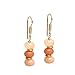 Gempires Handmade Beaded Dangling Earrings Peach Moonstone Crystal Jewelry Hypoallergenic Non Tarnish Gold Plated Western Fashion Jewelry For Women