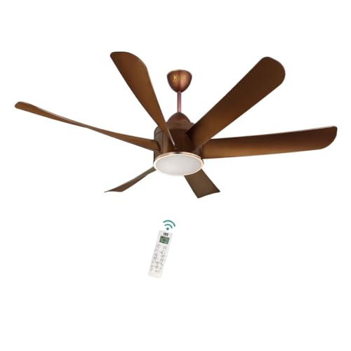 Image of KUHL Platin D6 1200 mm BLDC 65% Power Saving BLDC Ceiling Fan with Remote |BEE 5 Rated & ISI Marked| Down Light | 38W |Low Noise|IoT - Operate via Mobile & Alexa | Reverse Mode|Free Installation|Brown