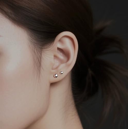 5 Pairs Small Ball Stud Earrings for Women and Men, Hypoallergenic Stainless Steel Round Ball Earrings Set for Sensitive Ears, Multiple Piercings Cartilage (3-7mm) — view 3