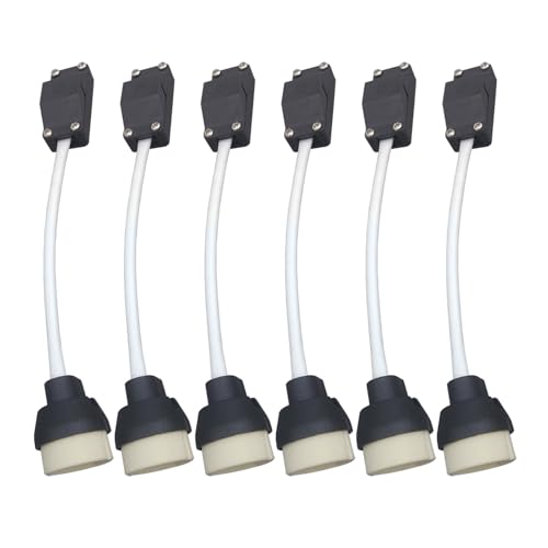 JaneYi - Confezione da 6 portalampada con base in ceramica GU10 e morsettiera, con cavo e rivestimento isolante; adattatore con connettore per lampadine a LED e alogene