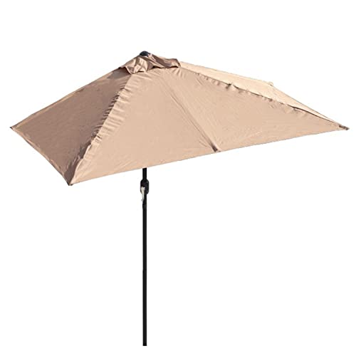 Halber Sonnenschirm Rechteckig Klein Balkonschirm 200/250CM, Wasserdicht Sonnenschutz Halbschirm Kurbelschirm, Grün, Weiß, Rot, Braun(Tan umbrella,200x100cm)