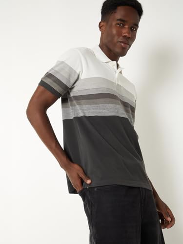 Image of Max Men's Half Sleeves Regular Fit Striped Polo T-Shirt