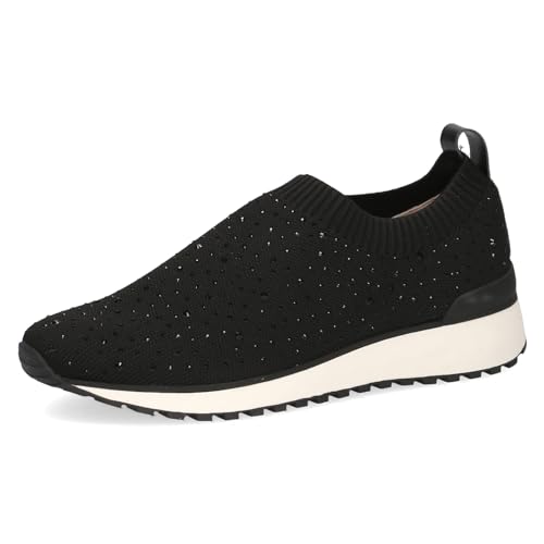 CAPRICE Damen Slip On Sneaker ohne Schnüren zum Schlupfen, Schwarz (Black Knit), 39 EU