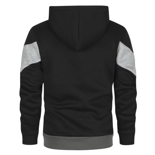 Image of DUOFIER Men's Hoodies Zip Front Sweatshirt Color Blocking Hooded