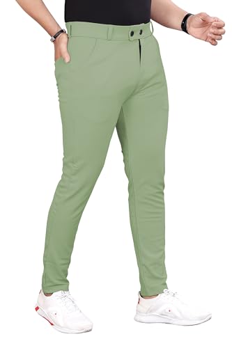 Image of Men's Slim Fit Formal Trousers | Mid-Rise Solid Bottoms with Button Closure | Stylish Office Pants [Pack of 1]