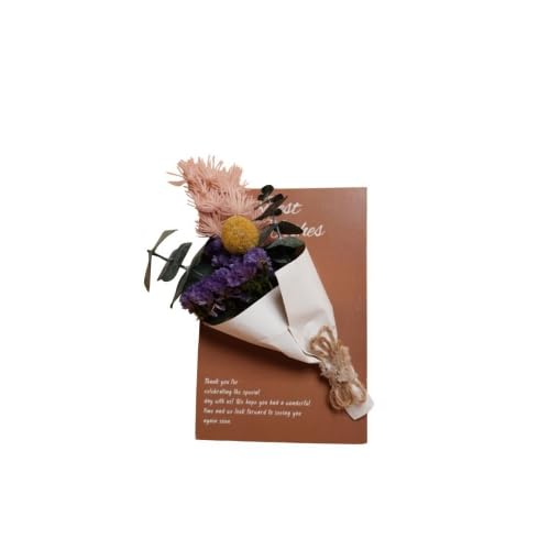 Arte Casa Handmade Dried Flower Greeting Card with Real Mini Bouquet – Rustic Kraft Paper Note Card for Birthday, Wedding, Anniversary, Thank You & Valentine’s Day-image-5