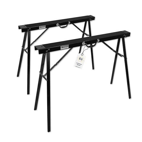 STROXX® 2x Arbeitsbock |272KG (136KG pro Arbeitsbock)| Faltbar/Klappbar | Werkstattbock | Unterstellbock | Klappbock | Sägebock | mit Anti-Rutsch-Auflagepraktischem | Tragegriff