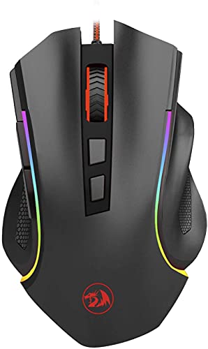 Image of Redragon Griffin M607 Wired USB Gaming Mouse with 7 Programmable Buttons / 7200 DPI /RGB Lighting for Windows /Mac PC & Pisces P016 Large Waterproof 33 cm x 25.90 cm x 0.25 cm Gaming Mousepad