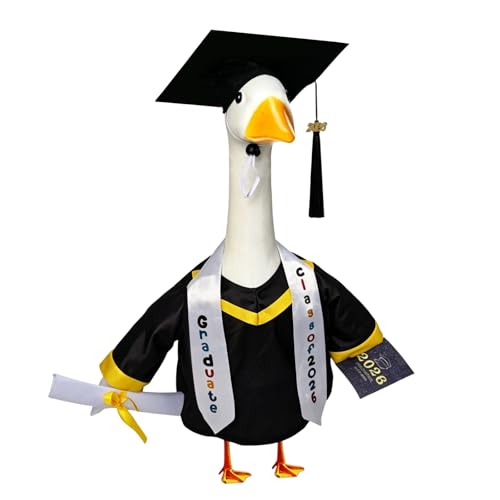 Porch Goose Graduation Outfit Fits 23 Inch Cement or Plastic Geese Complete Porch Goose Clothes Set with Cap Gown Stole Book & Memory Book for Graduation Party Outdoor Yard Lawn Classroom Decor