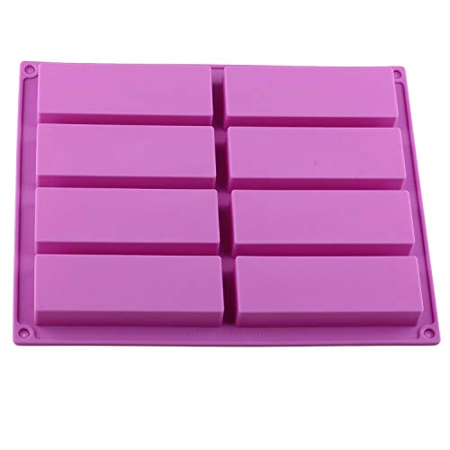 Mujiang 8 Cavity Large Rectangle Granola Bar Silicone Molds Nutrition Cereal Bar Molds Set of 2