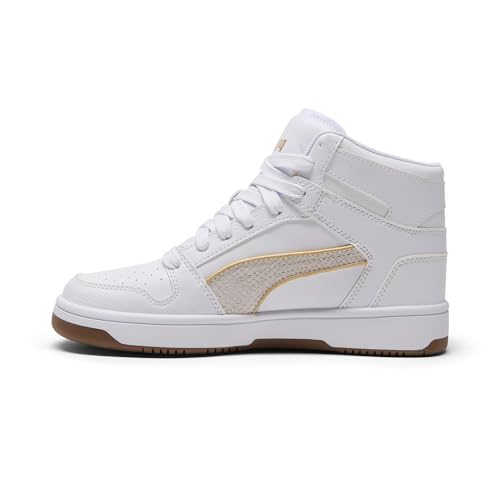Image of PUMA Women's Rebound Layup Mid Shoes, White-Gold AH25, 11