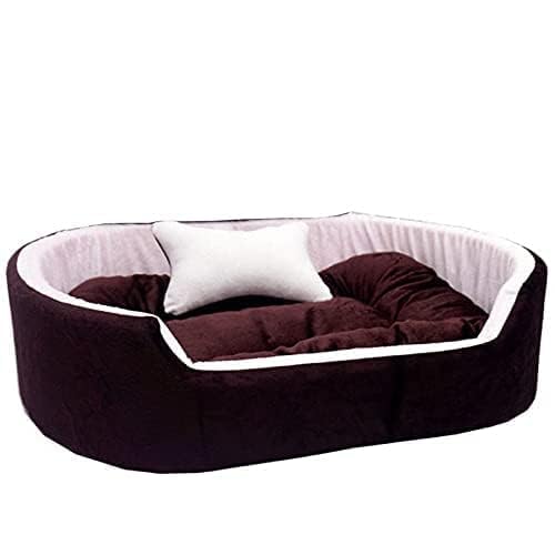 Image of Dog Bed Soft Machine Washable Reversible Dog Bed With Blanket For Small | Medium | Large | Extra Large | Xl | L | Xxl | Xxxl | Cats | Puppy | Pet | Dog Beds (Brown) (Xxl), Polyester