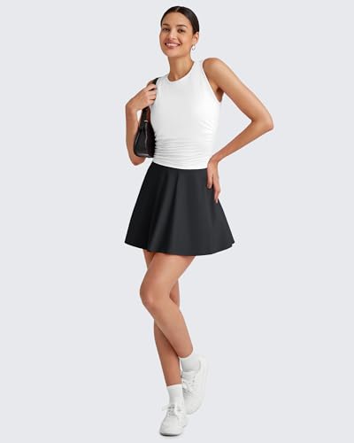 Image of G4Free Skimetic Workout Tank Tops for Women Side Ruched Sleeveless High Neck Crop Top Summer Athletic Gym Shirts
