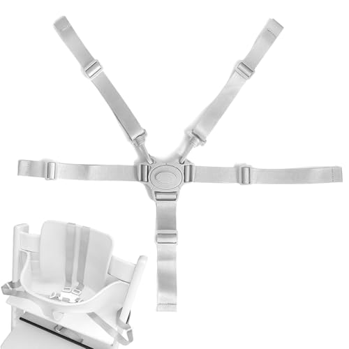 High Chair Straps Adjustable Universal High Chair Straps Car Seat Straps Anti Escape 5-Point Safety Harness Belt for High Chair Stroller Baby Carriage (Gray)