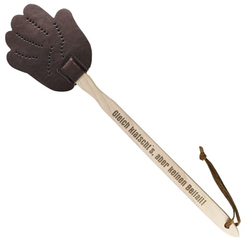 Cera & Toys® Fliegenklatsche Leder mit Holzgriff mit Spruch - Gleich Klatscht\'s Hand Cera & Toys® Fliegenklatsche Leder mit Holzgriff mit Spruch - Gleich Klatscht\'s Hand