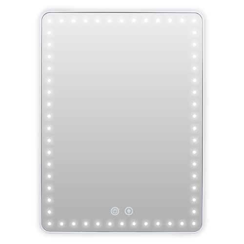 Floxite LED Lighted Tablet Mirror with 15X Magnification Ultra Bright Lighting USB-C Charging Tabletop Stand