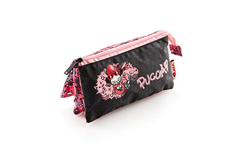 Miquelrius - Portatodo Triple, Estuche Tamaño 225 x 115 x 20 mm, Doble Cierre con Cremallera, Pucca, Colección Enjoy Life