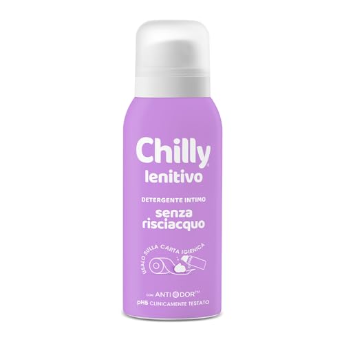 Chilly Senza Risciacquo, Detergente Intimo Senza Risciacquo Lenitivo, Da usare sulla Carta Igienica, Sollievo da piccoli fastidi, Formula in Mousse a pH5, Con Anti-Odor, Clinicamente Testato - 100ml