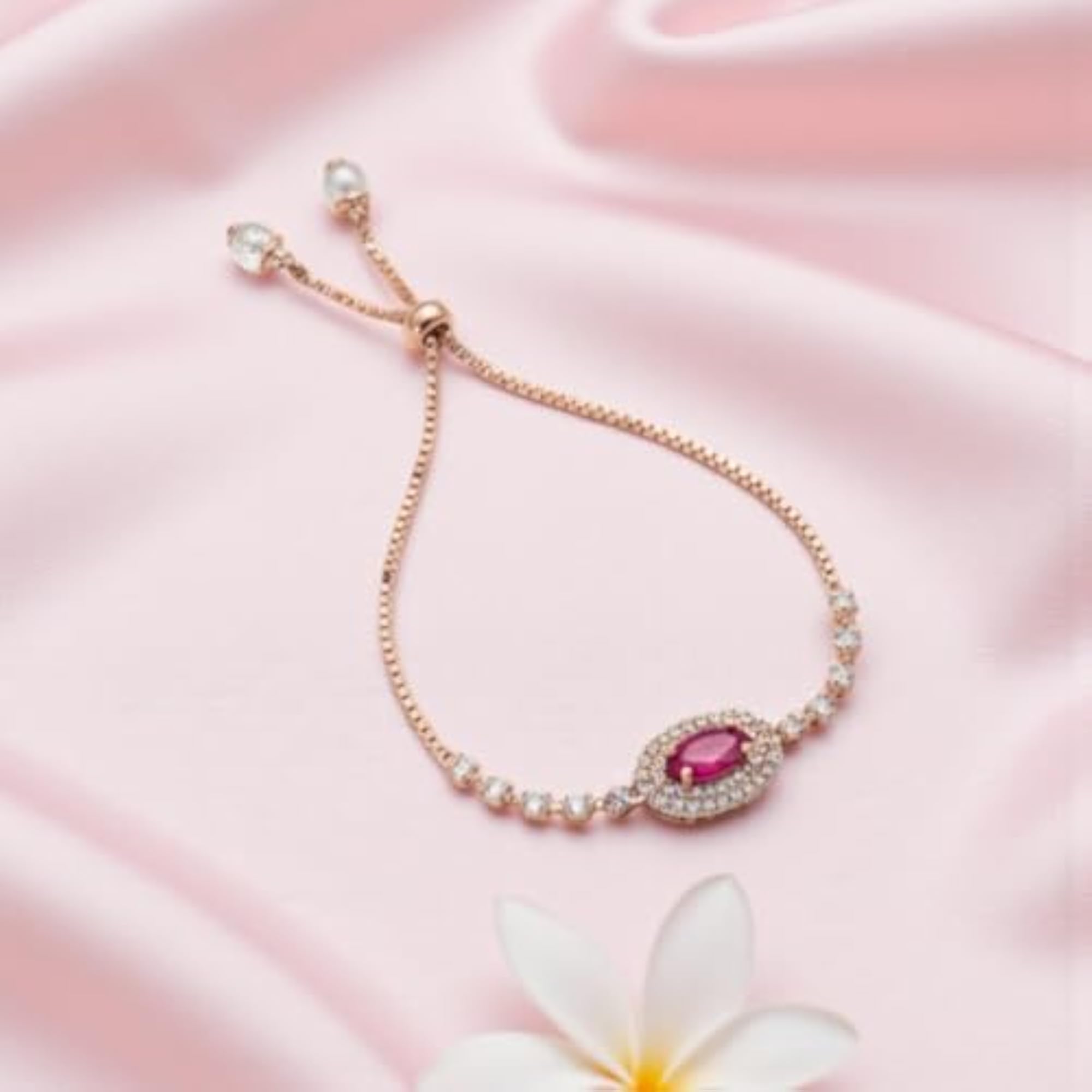 Rose-Gold Tone Marquise Crystal Adjustable Bracelet, Stylish Charm