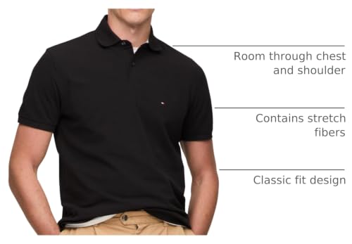 Image of Tommy Hilfiger Men's Short Sleeve Polo Shirts in Classic Fit with Stretch and Organic Pique Cotton