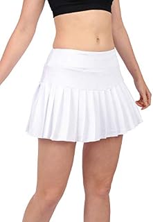 HonourSex White Women Tennis Skirt Pleated Golf Skirts with Pockets Skort Workout Sports