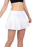 HonourSex White Women Tennis Skirt Pleated Golf Skirts with Pockets Skort Workout Sports Hiking M