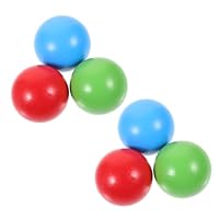 POPETPOP 6pcs Wooden Bocce Ball Set for Boys and Girls, 4.5cm Portable Wood Sports Rolling Balls Red Blue Green, Outdoor Backyard Grass Yard Bocce Toy for Children