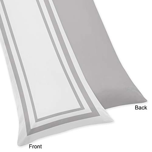Image of Sweet Jojo Designs Contemporary White and Grey Modern Hotel Full Length Double Zippered Body Pillow Case Cover