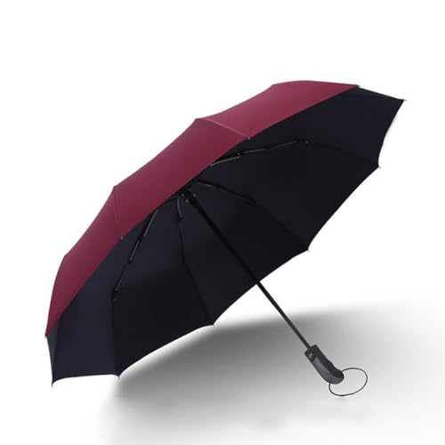 Guarda Chuva Automático Vermelho 10 Varetas Sombrinha Reforçada Dobrável com Proteção UV