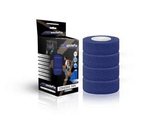 Image of Breathable Self Adhesive Wrap, Athletic, Non Woven Cohesive Bandage - for Sports, First Aid Medical, Wrist, Swelling (2.5 cm, 4.5 mtr) Pack of 4 (Navy Blue)
