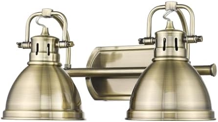 Duncan 16 1/2" Wide Aged Brass 2-Light Bath Light- Vanity Light, Bathroom Vanity Light, Bathroom Light Fixtures Over Mirror, Vanity Lights for Bathroom, Vanity Lighting Fixtures,